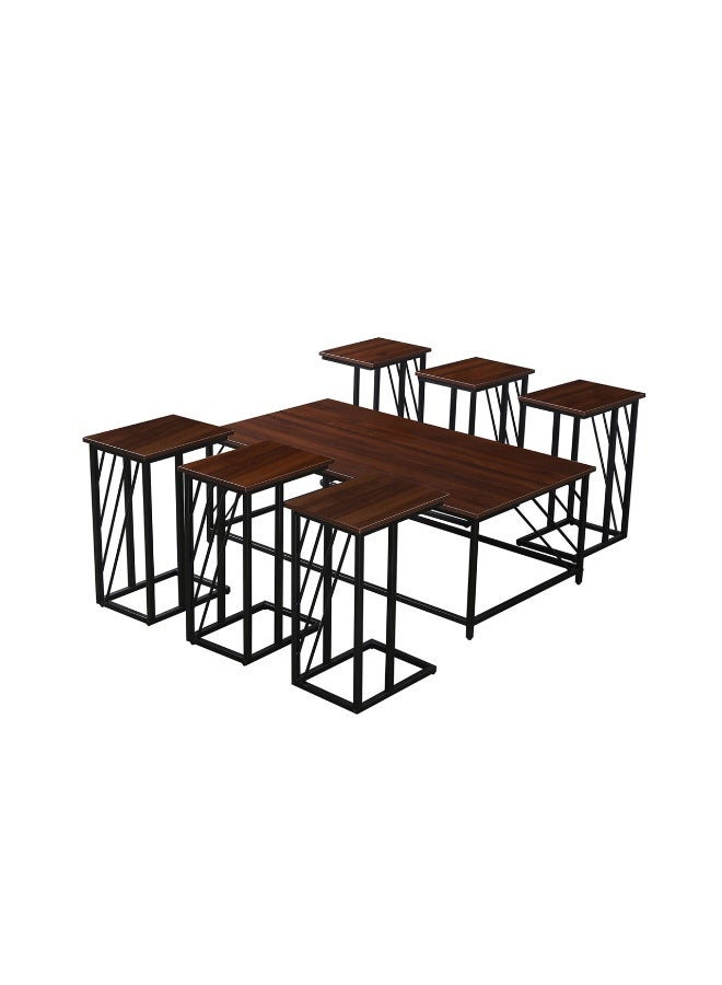 بيتي طقم طاولات شاي رمضان خشب بني 7 قطع - Image 3